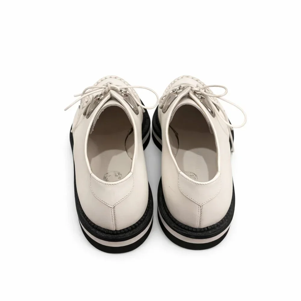 ALEXANDER McQUEEN Rare Creepers Rockabilly Oxfords 36.5 Ivory Leather Platform